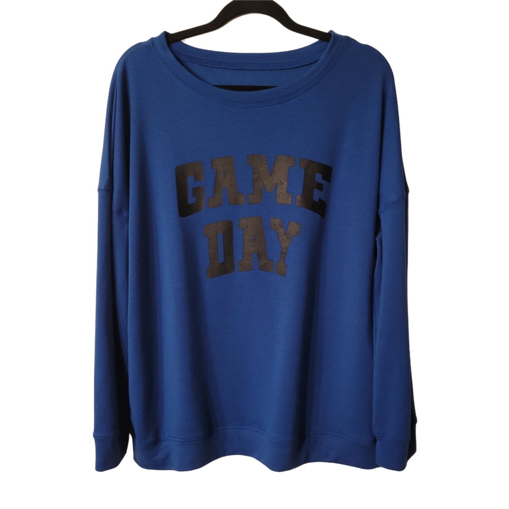 Blue and Black Game Day Crewneck SweatShirt Size 2XL
